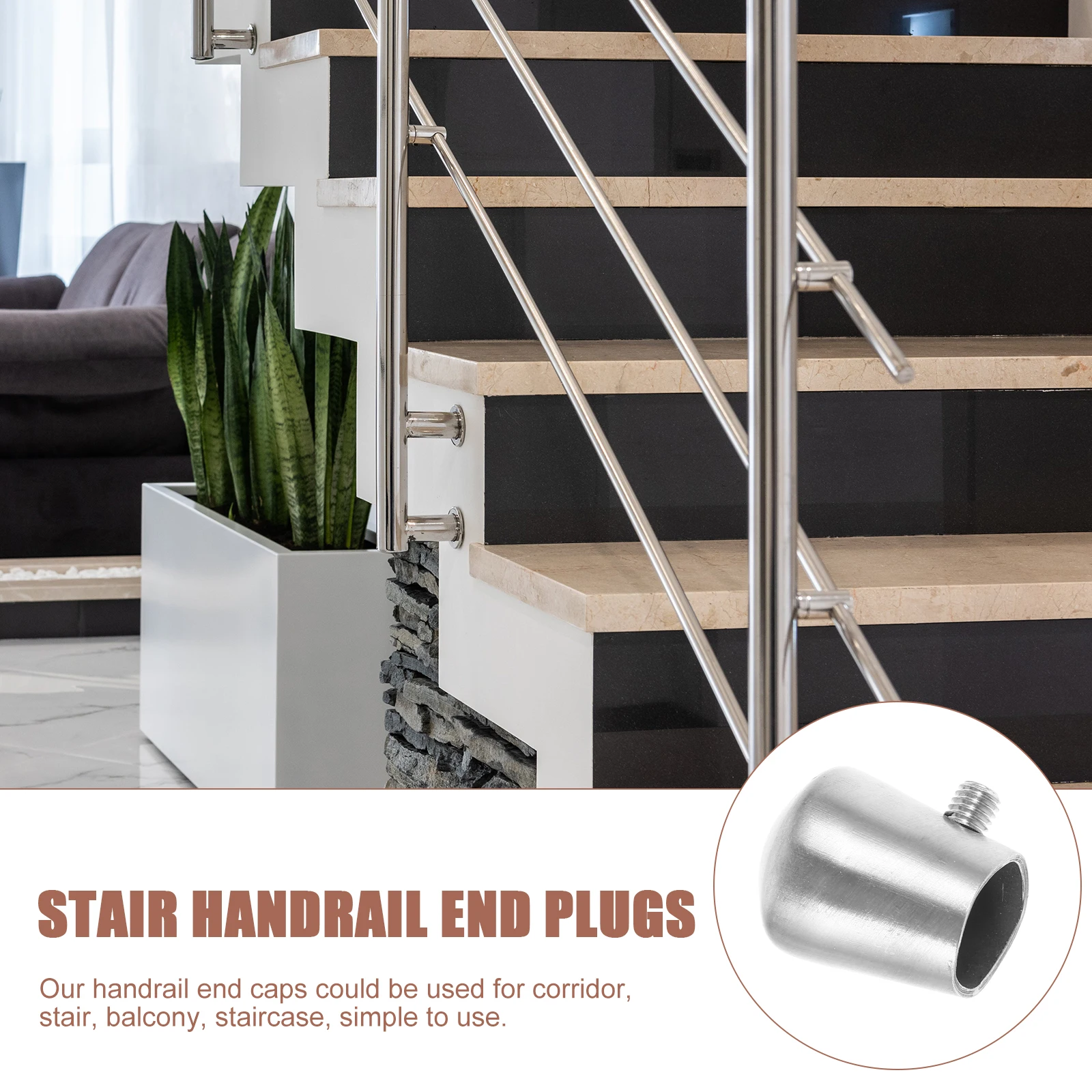 

2pcs Handrail Extension Connector Stainless Steel Rust Resistant Brushed Surface Easy Install Furniture Protectors Tube Cover