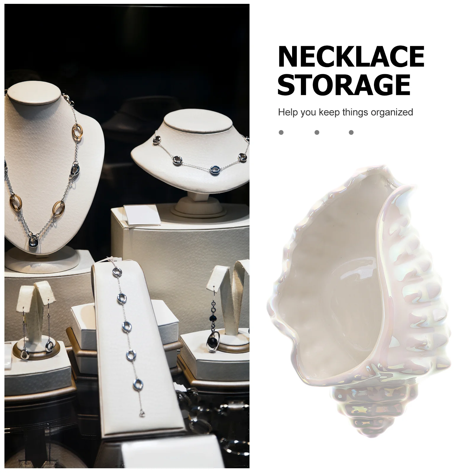 Conch Jewelry Tray Ceramic Decorative Small Jewelry Holder Ring Organizer Earring Trinket Dish Stylish Compact Display for Home