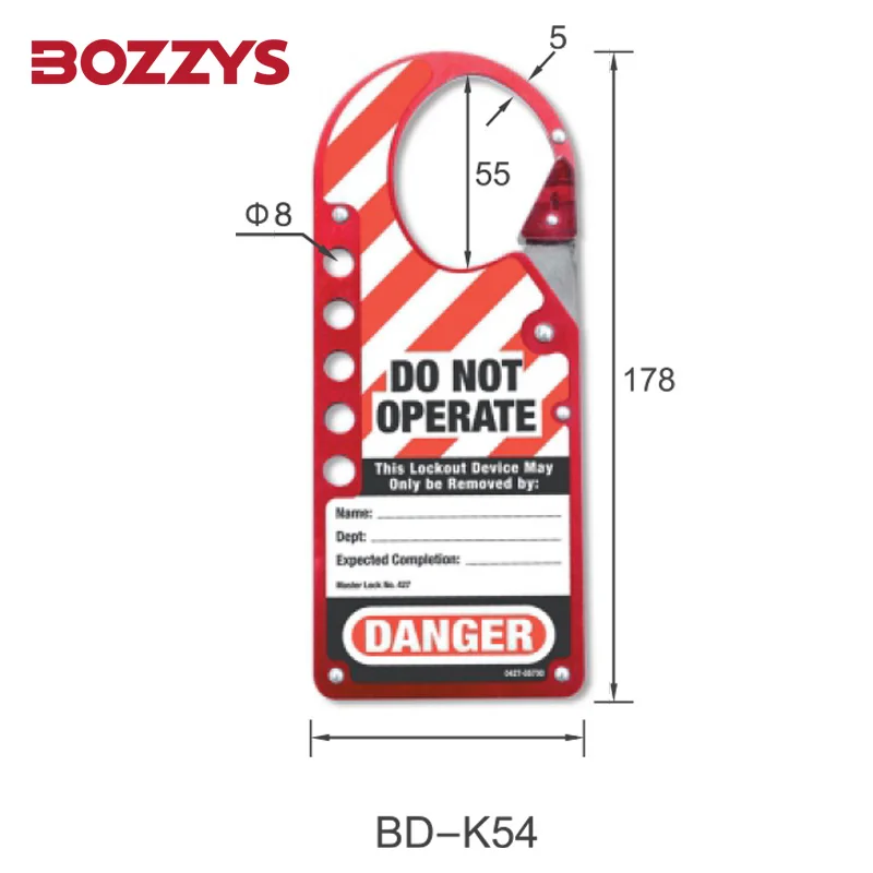 BOZZYS Aluminum Labeled Snap-on Group Lockout Hasp with Self-elastic Buckle for Multiperson Management of  Lockout Tagout BD-K54