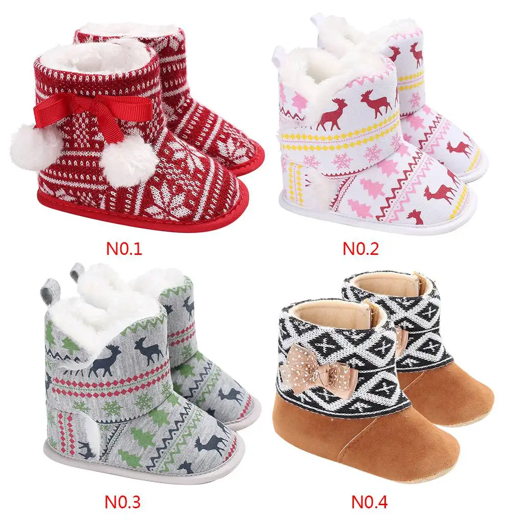 Bottes chaudes pour bébés filles et garçons, chaussures de premiers pas, boule de Pom Pom, bottes d'hiver à fleurs