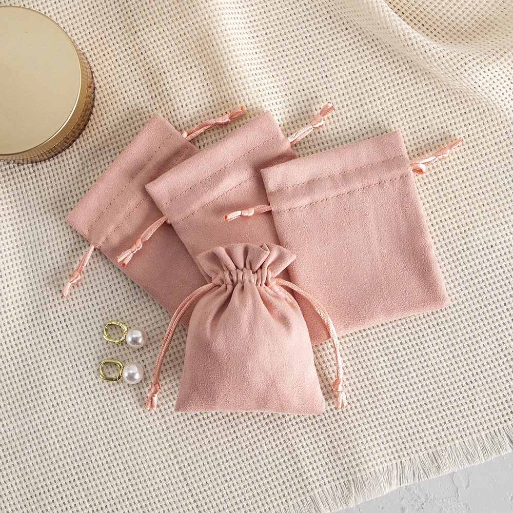 

5 шт. розовые фланелевые бархатные мешочки на шнурке, свадебные украшения, подарочные пакеты, сделай сам, дорожные серьги, браслеты, ожерелье, кольцо, упаковочная мешок
