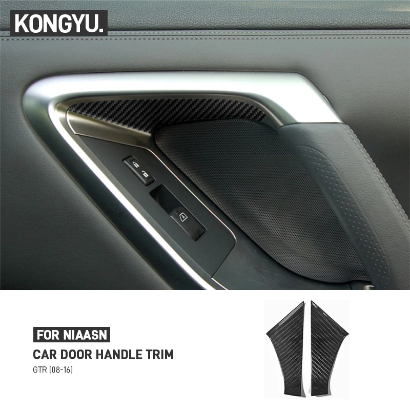 

For Nissan GTR R35 2008-2016 Real Carbon Fiber Car Inner Door Handle Panel Trim Cover Decoration Sticker Interior Accessories