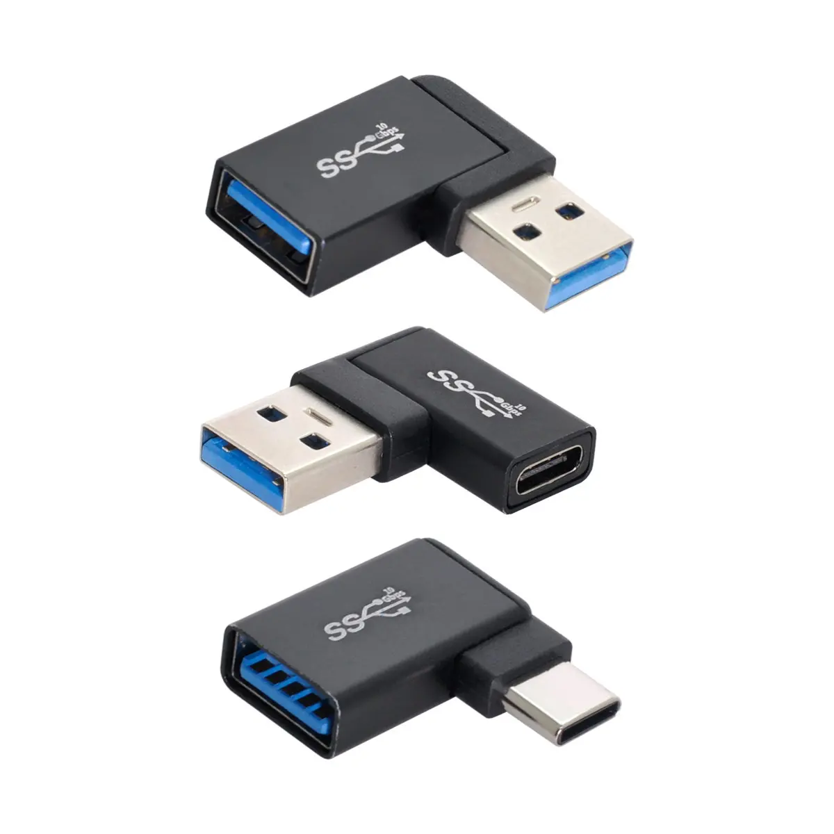 Cablecc 3pcs/lot  90 Degree AngledUSB 3.1 Type C Male Female to USB3.0 Type A Female OTG Data 10Gbps Adapter