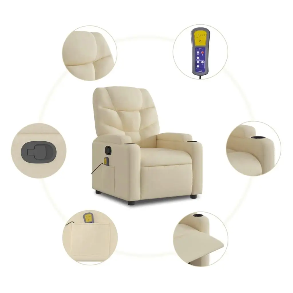 Cream Fabric Massaging Recliner Chair for Comfort and Relaxation