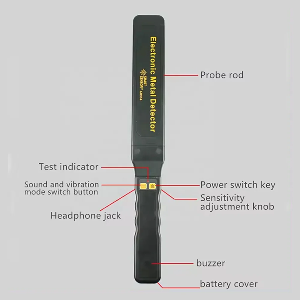 Smart Sensor AR934 Tragbarer Handmetalldetektor 82 kHz Erkennungsfrequenz