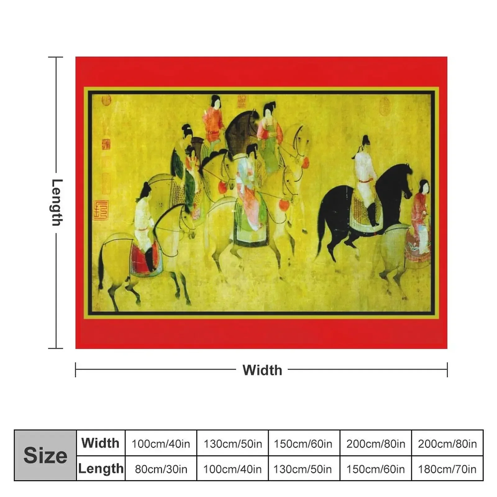 TANG DYNASTY Ancient Spring Outing Print Throw Blanket blankets ands Stuffeds Blankets