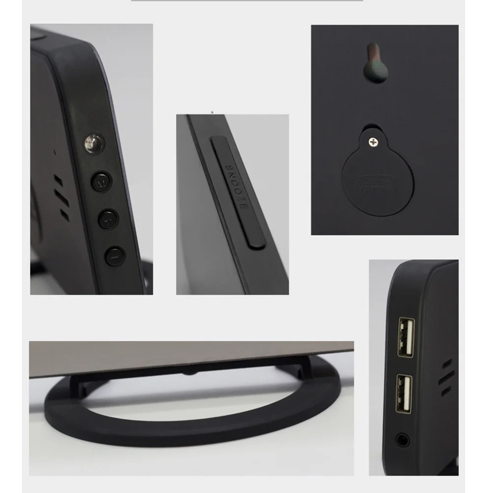 

Digital Alarm Dual Usb Charging Ports Large Bright Led Display Adjustable Dimmer Snooze Function For Bedroom Office Home