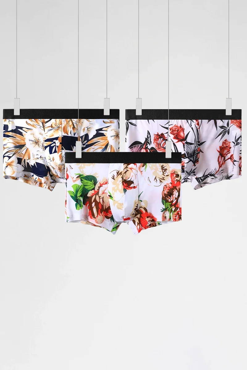 

5PCS Men's underwear, men's briefs, ice silk soles, four-cornered cuffs, men's modal summer thin style, breathable