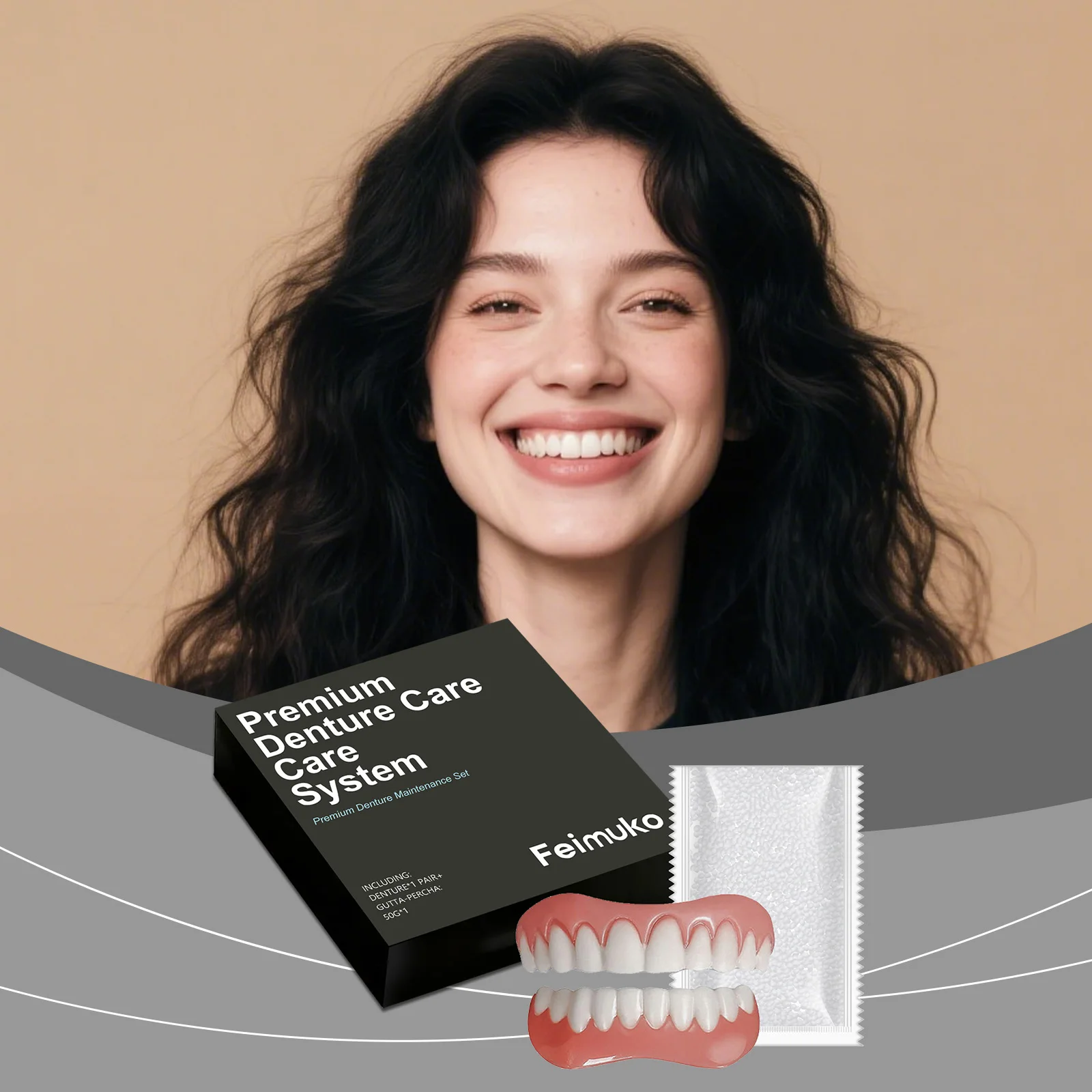 Decorative Denture Set Natural Fit Comfortable Material Enhance Smile Look Convenient Daily Oral Beauty