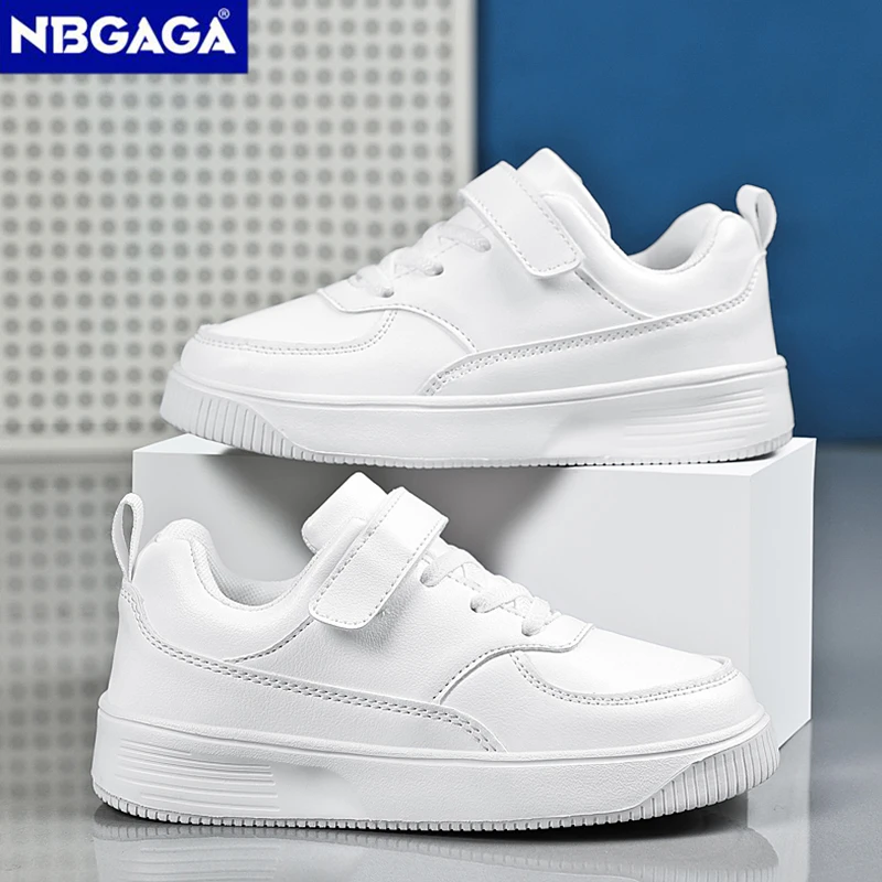 White Casual Sports Sneakers for Kids Boys Non-slip Lightweight Children’s Walking Shoes Breathable Flat Student Tennis Footwear view 2