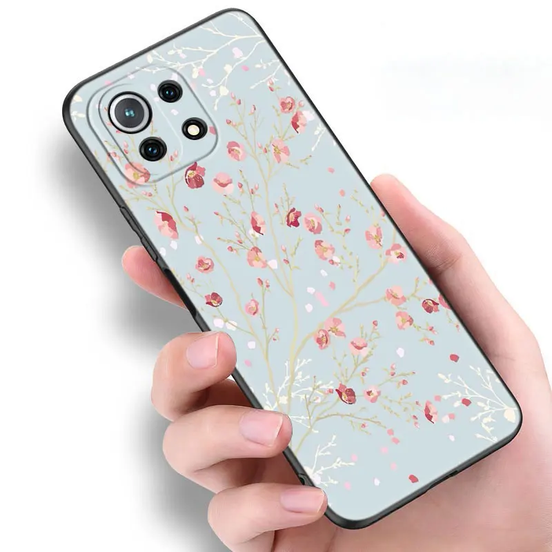 Rose Lavender Higan Flower Black Case For Xiaomi 13T 12T Pro 12 11 Lite NE 11T Pro 5G Redmi 12 A1 A2 Plus 10A 10C 9A 9T 9C Cover