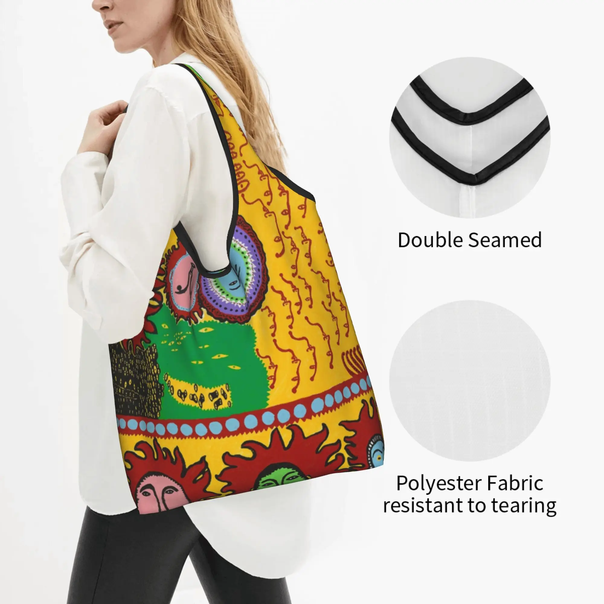 Custom Yayoi Kusama Shopping Bag Women Portable Large Capacity Grocery Garden of Women In Blooming Youth Shopper Tote Bags