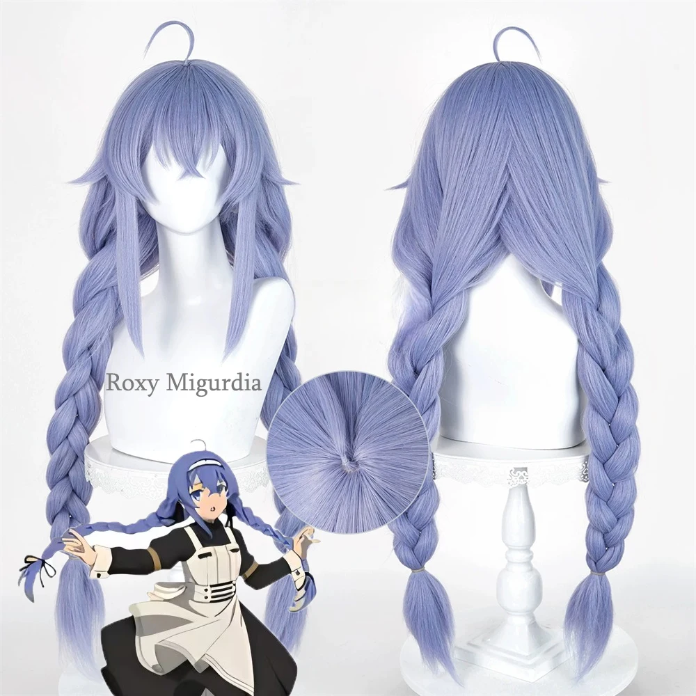 High Quality Roxy Migurdia Cosplay Wig 30cm Blue Purple Double Ponytail Braided Wig Heat Resistant Synthetic Halloween Party Rol