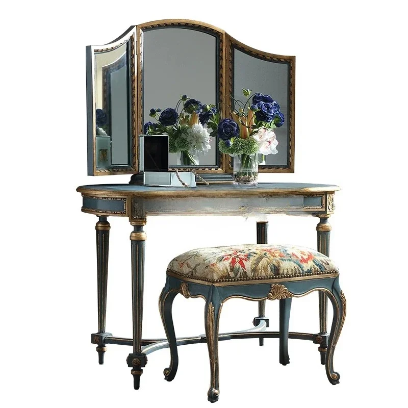 

Retro French dresser high-end luxury makeup stool classical