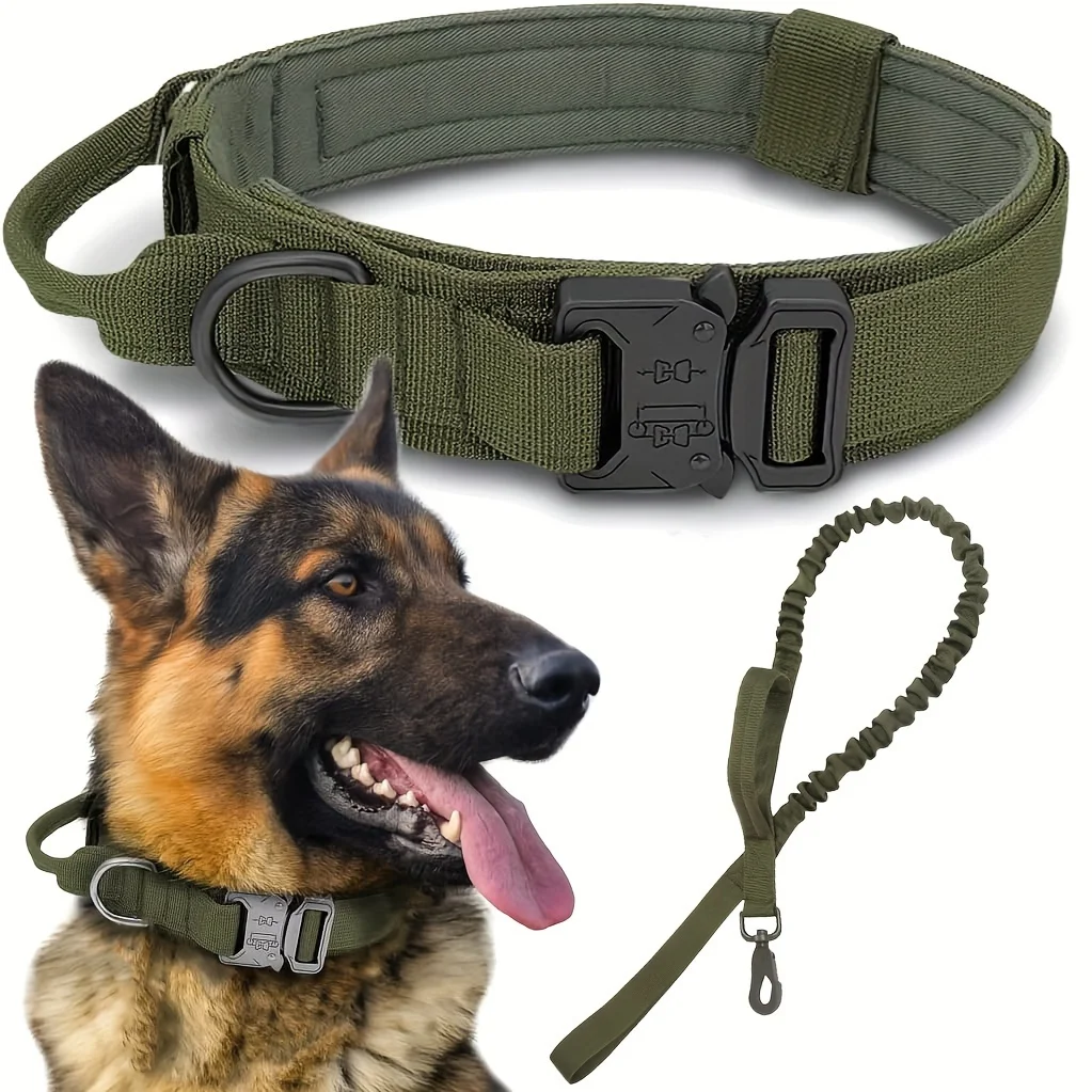 

1pc Tactical Dog Collar, Military Adjustable Nylon Dog Collar With Leash, Dog Training Collar With Control Handle And Heavy Duty