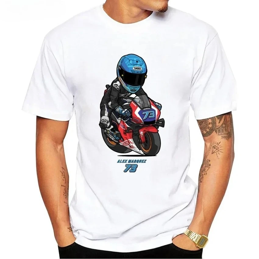 

Alex Marquez 73 GP Riding T-Shirt New Summer Men Short Sleeve Hip Hop Style Boy Casual White Tops Cool Motorcycle Rider Man Tees