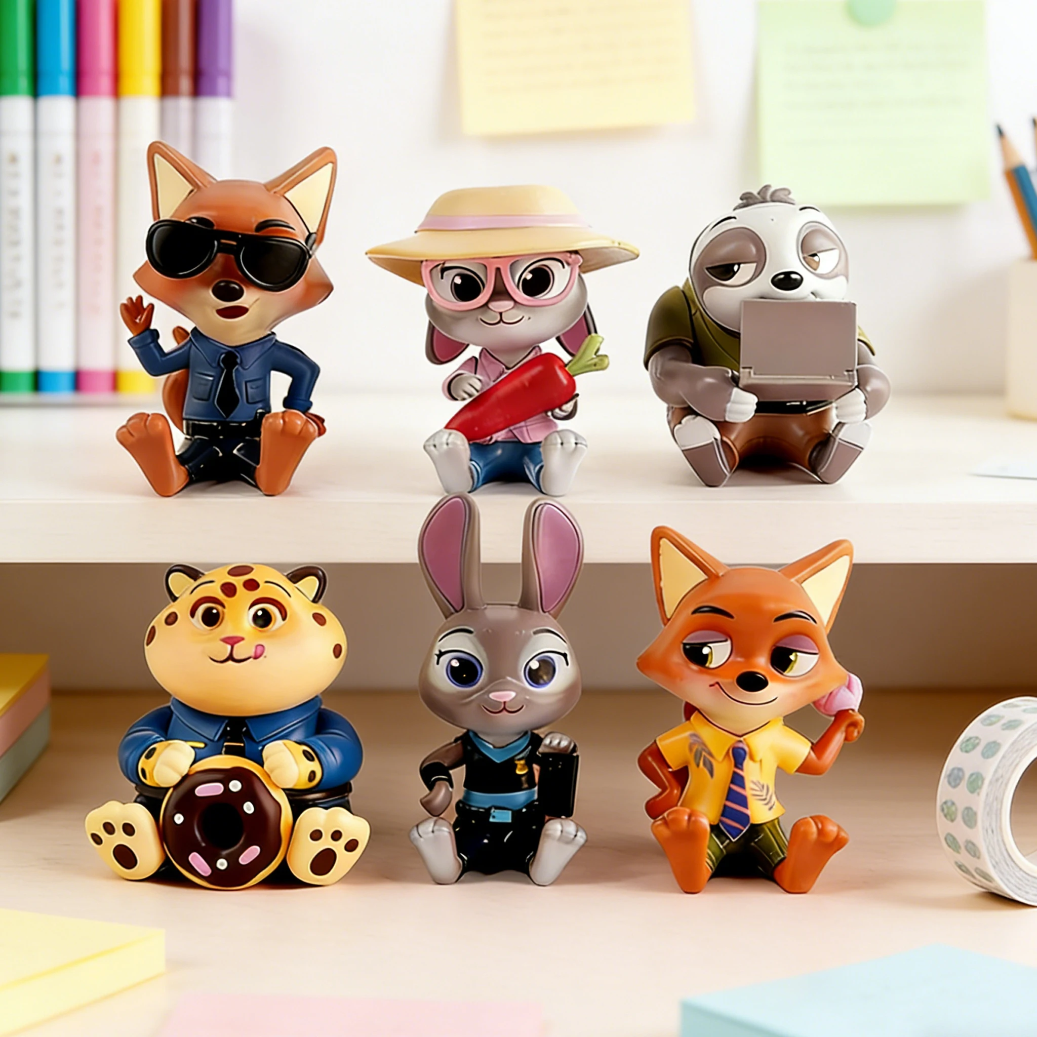 صندوق ديزني زوتوبيا جوديث آند نيك الأعمى الجديد - صندوق أعمى للرسوم المتحركة مصنوع يدويًا، شخصية لعبة، زينة أنيمي، هدية عيد الميلاد للأطفال