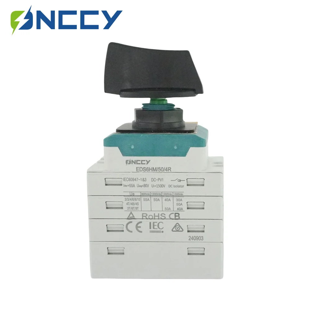 ONCCY 4P DC Isolator Switch，1000V 1500V DC Solar Isolator Switch PV , Single Hole Mounting, 50A