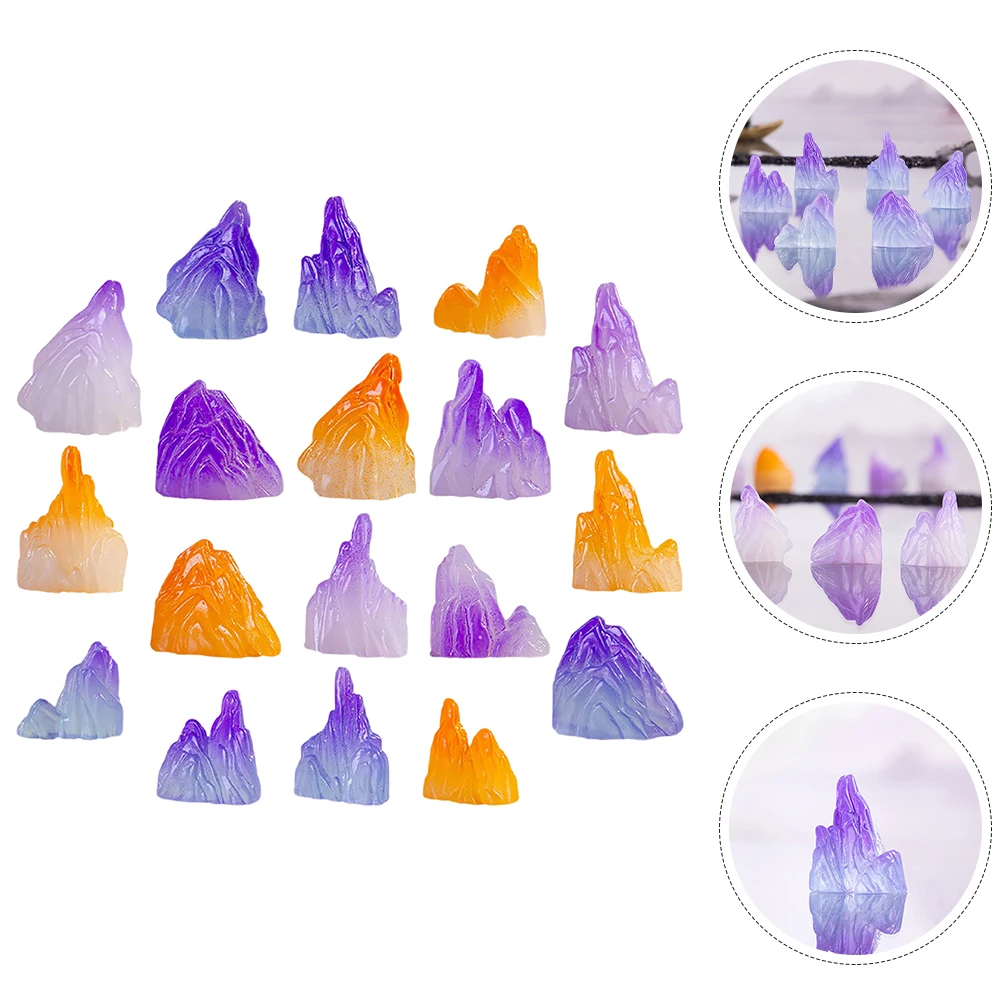

18pcs Luminous Mini Rockery Micro Landscape Ornaments Resin Fairy Garden Decor Miniature Mountain Figurines Glow In Dark