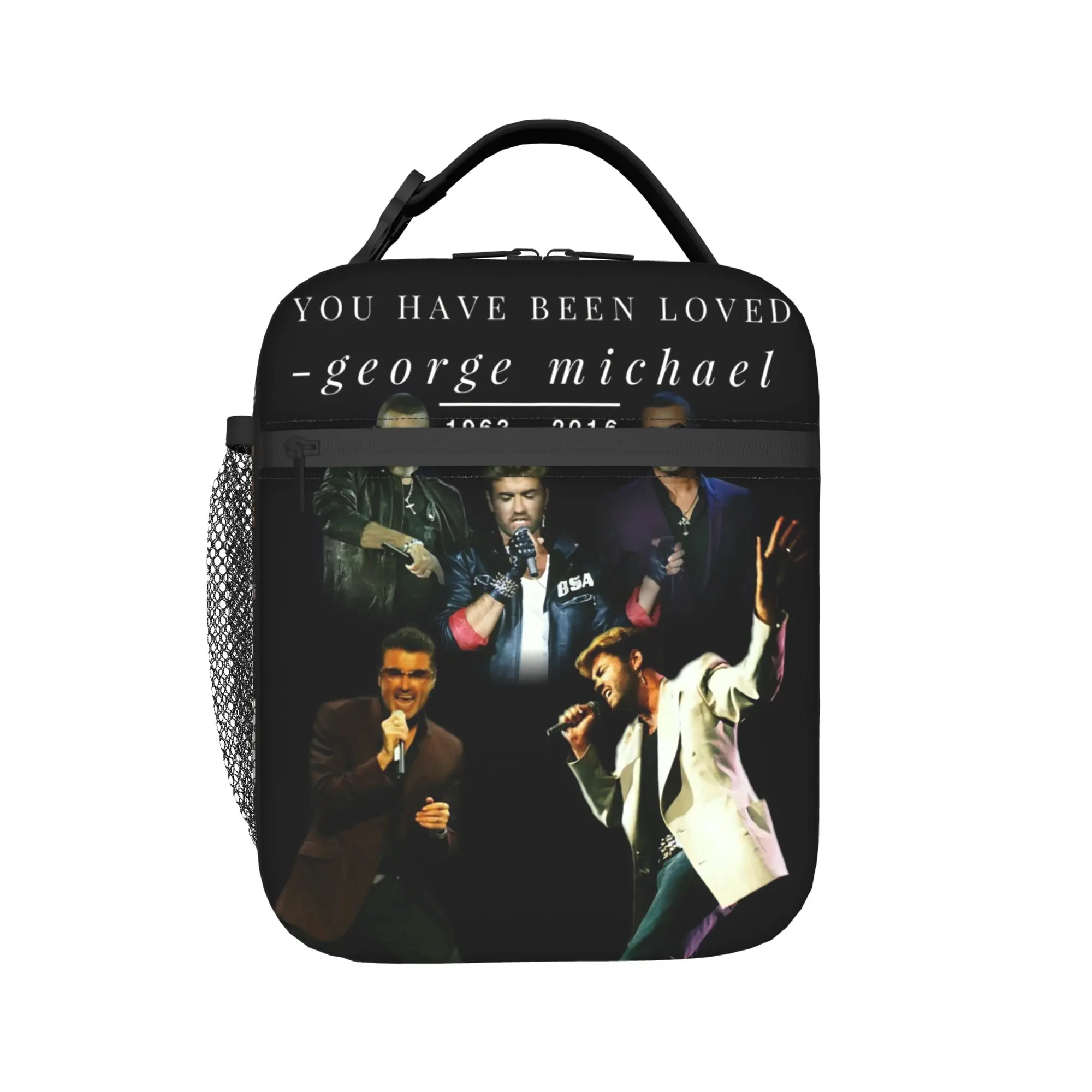 George Michael British Singer Lunch Bag  Portable Lunch Box Child School Print Cooler Bag Casual Oxford Thermal Tote Handbags