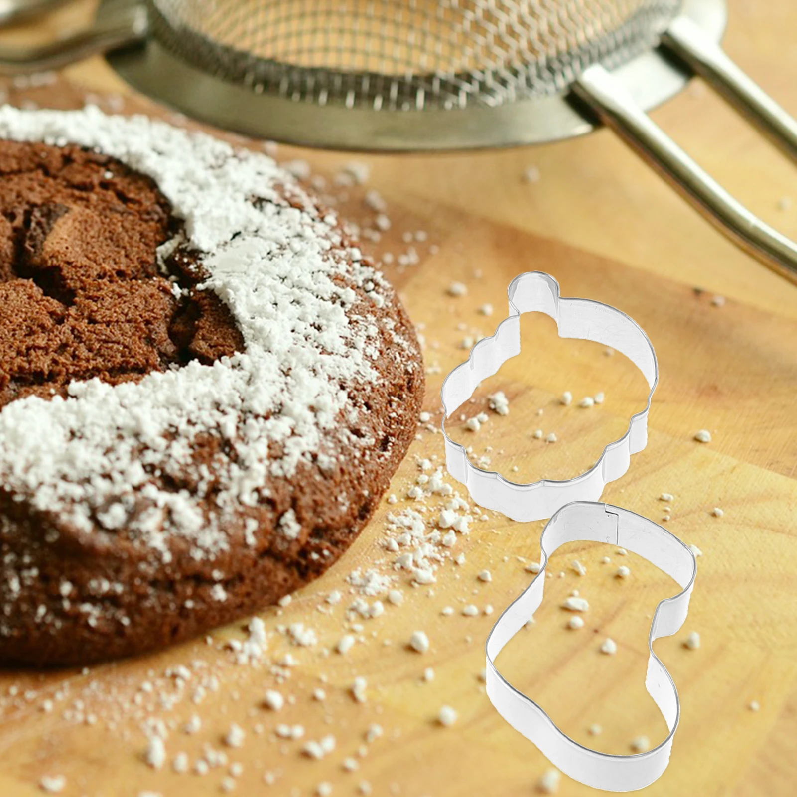 

14 Pcs Cookie Stencils Set Stainless Biscuits Mold Christmas Baking Manual Supply Lovely Silver Moulds