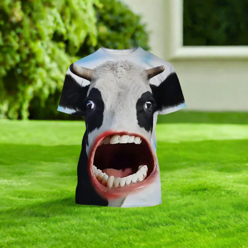 

Cow Animal 3D Printed T-Shirt For Men Women Funny Retro Pattern T Shirts Summer Loose Streetwear O-Neck Tees Short Sleeves Tops