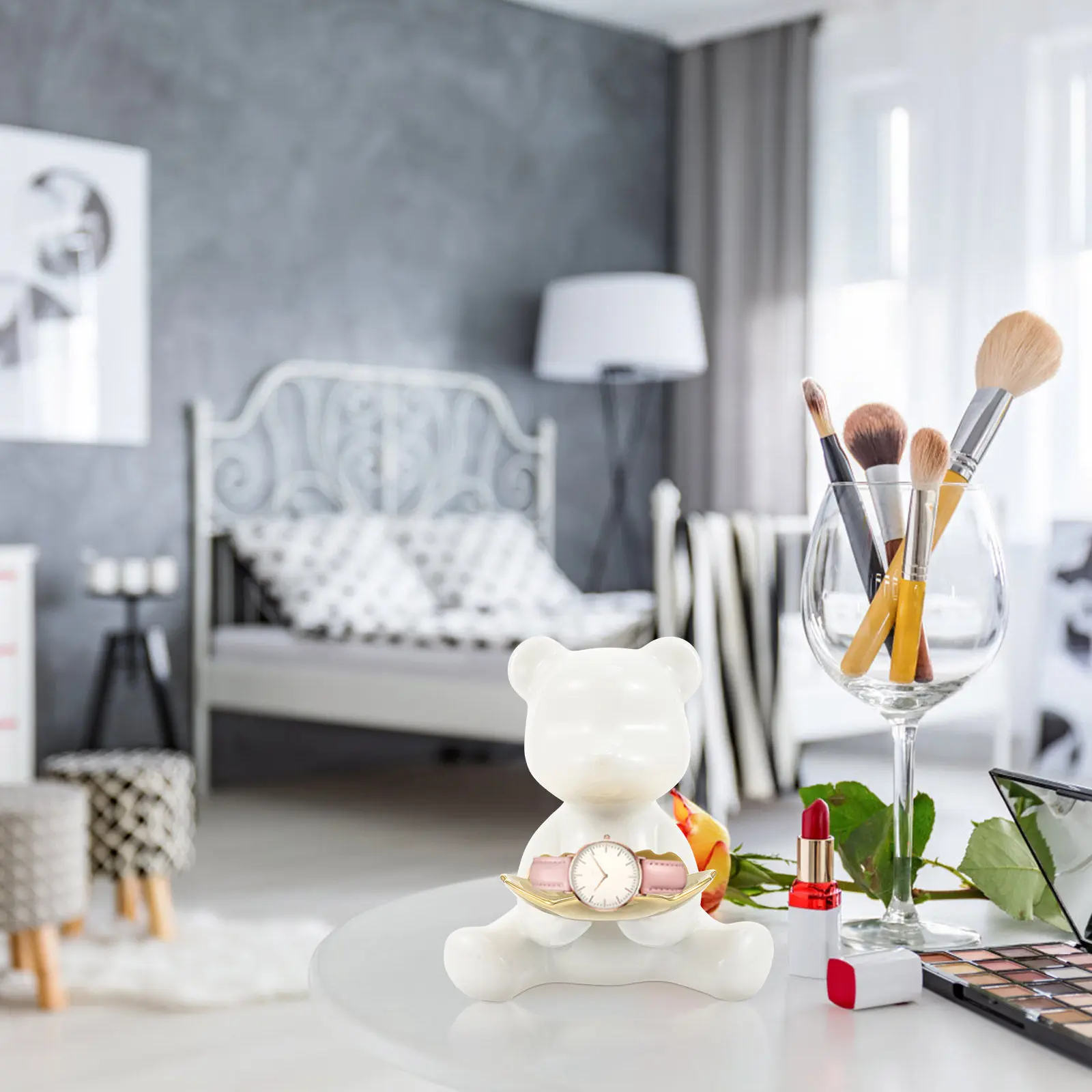 

Lovely Ceramic Bear Adorn Small Bear Storage Ornament Desktop Organizer for Porch Table Decorative Craft Keepsake