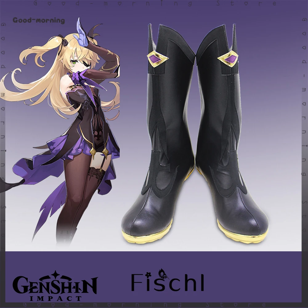 

Game Genshin Impact Fischl von Luftschloss Narfidort Cosplay Shoes PU Leather Boots Shoes Halloween Any Size Shoes customize