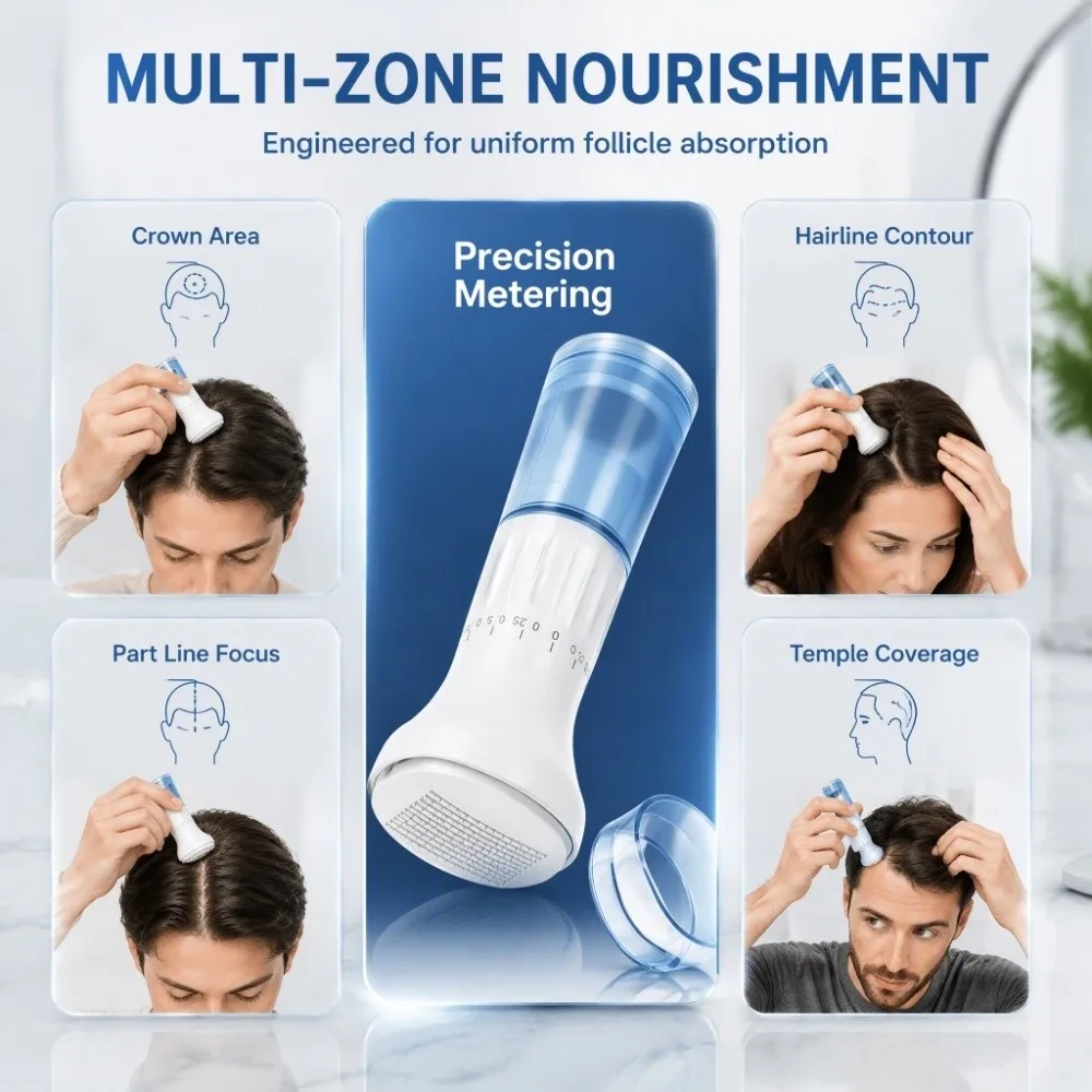 10 ml Flüssigkeitsaufbewahrung, Kopfhautserum-Applikator, einstellbare Nadellänge 0,25 mm, Gesichts-, Kopfhaut-, Haar- und Bartpflege-Werkzeug, Druck-Entlade-Mechanismus – Detail 4