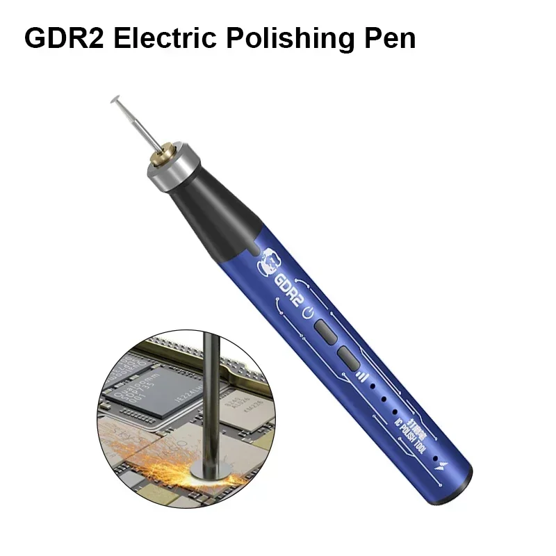 MECHANIC GDR2 Electric Polishing Pen With 9 Replaceable Tip Type-C for Phone Repair Motherboard PCB IC CPU Cutting Grind Tool