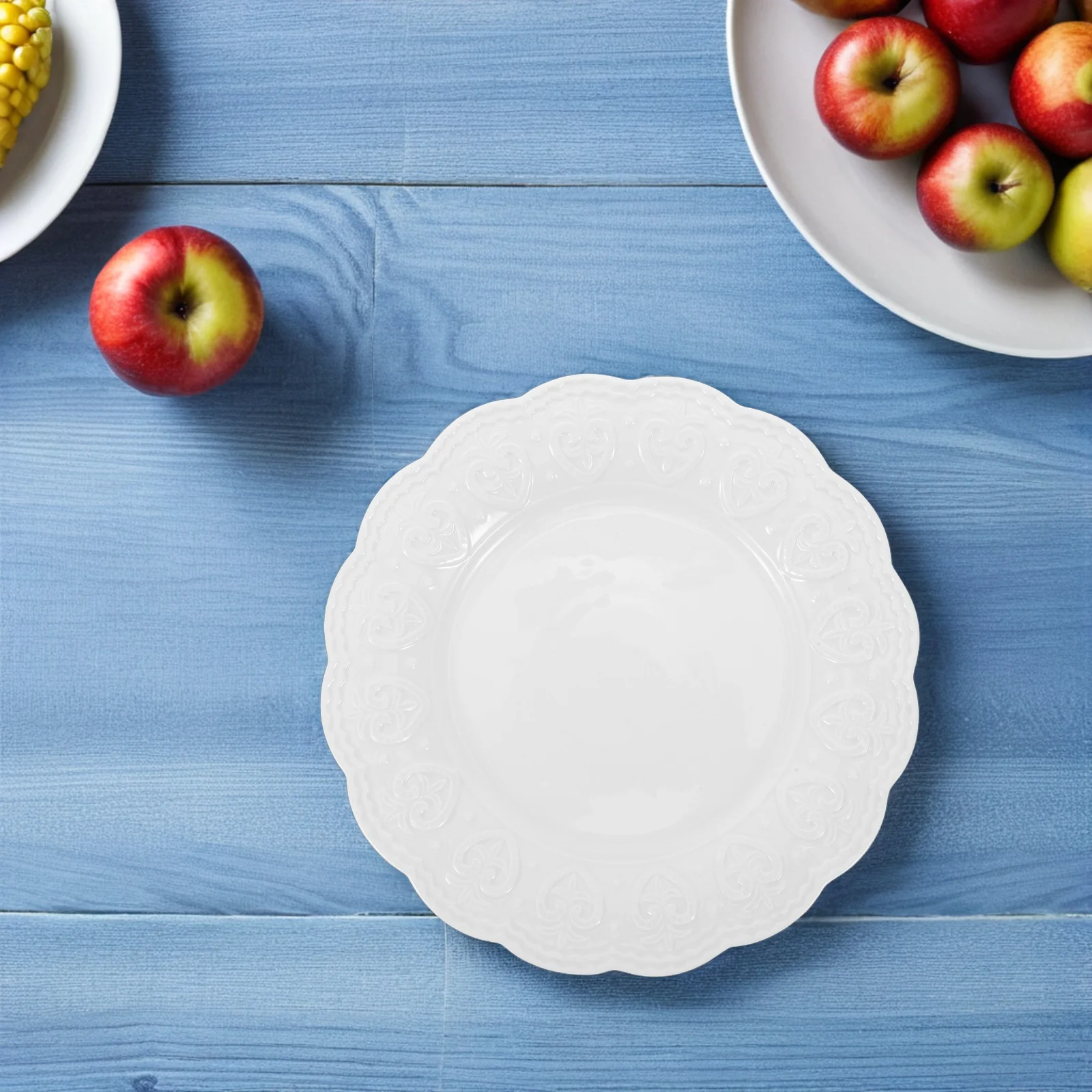 

Creative Ceramic Round Dessert Plate Embossed Design Decorative Cake Platter Small Appetizer Tray Porcelain Side Dish Bread