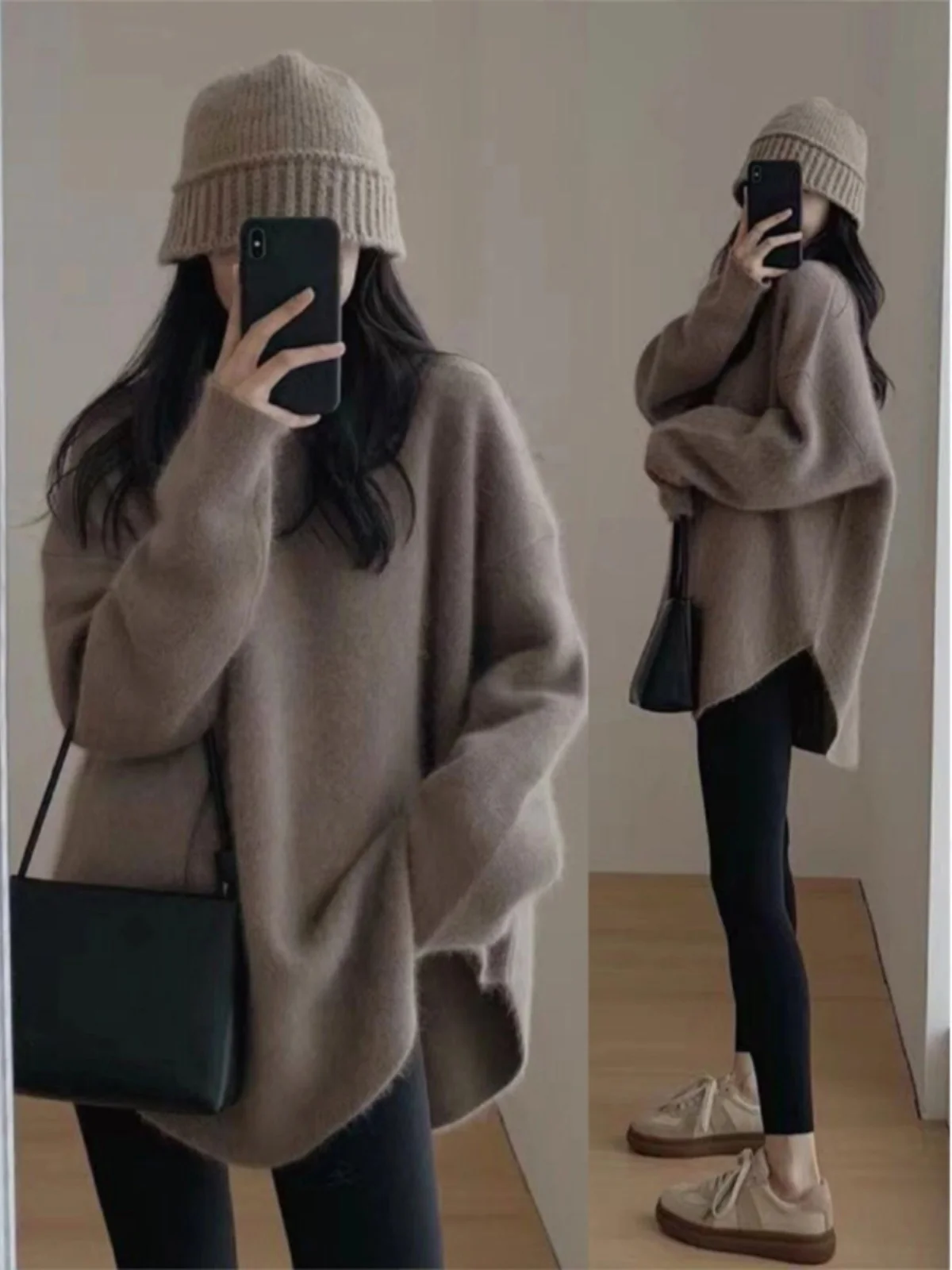 

Handpicked Store Women's High-End Sweater Loose Fitted Thickened Knitted Mid-Length Autumn Winter Outerwear Base Layer Shirt