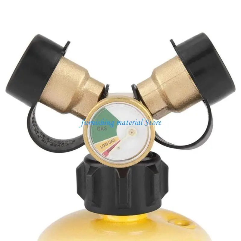 

Y5GD Two Way Propane Hose Splitter Manifolds with Gauge for Heaters Outdoor Cooking