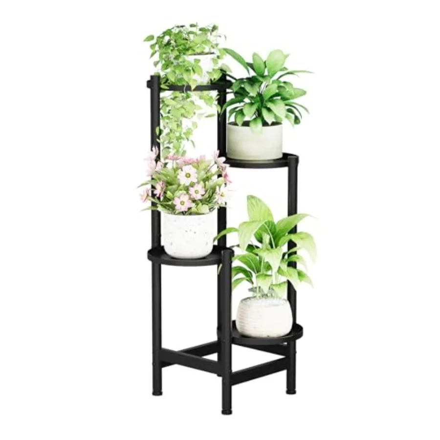 

Металлическая подставка для растений для дома и улицы, угловая высокая полка для нескольких растений, 4-ярусная, усиленная, для цветочных горшков, демонстрационная подставка