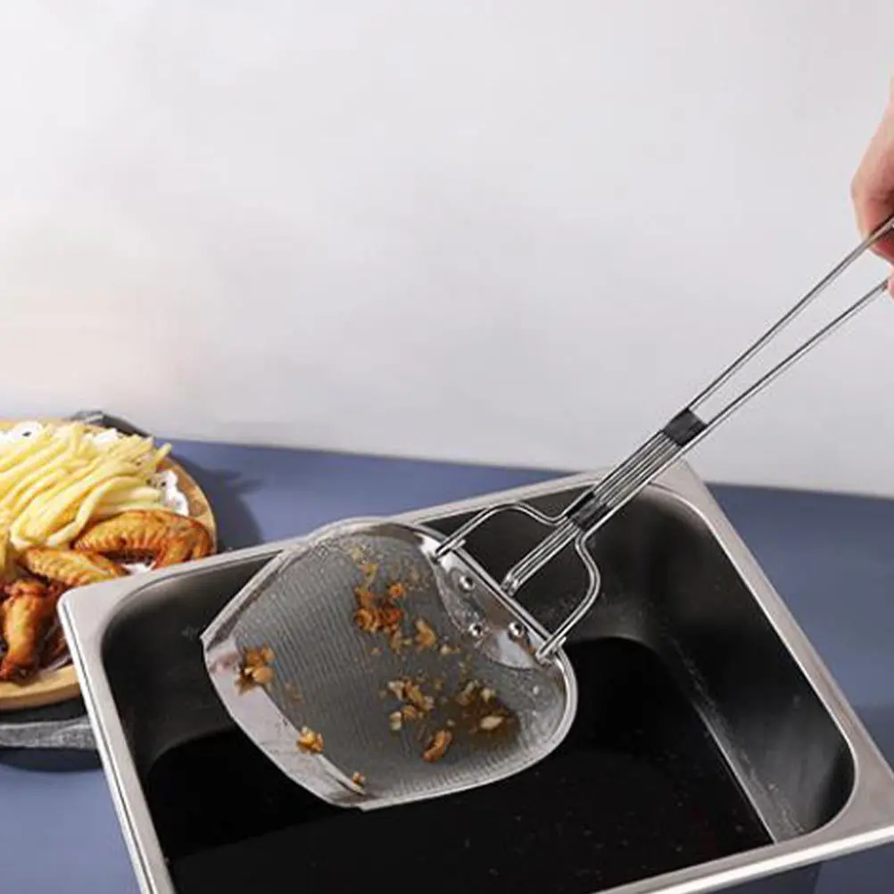 

1Pcs Oil Strainer Stainless Steel Long Handle Frying Slotted Spoon Food Serving Strainer Kitchen Utensils