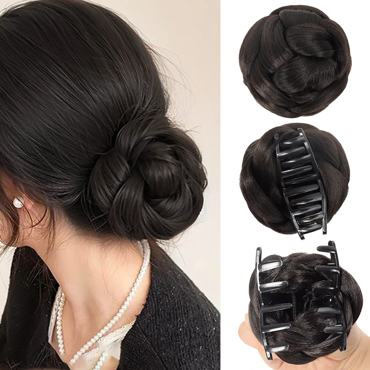 

Synthetic Wigs Hair Buns Braided Chignon Hair Clips and Flower Hair Buns for Women