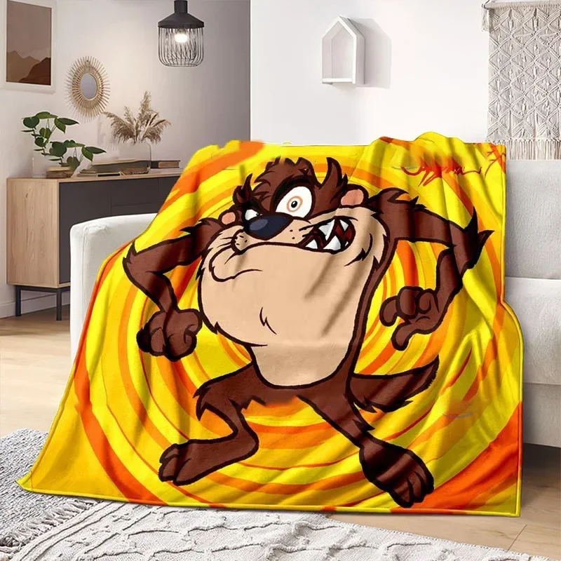 Cartoon Tasmanian Devil Blanket Lightweight Warm Throw Blanket Soft Cute Big Mouth Blankets for Living Room Bedroom Kidsroom