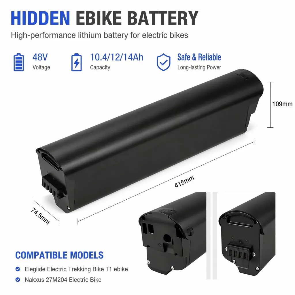 Eleglide Elektro-Trekkingfahrrad T1 Li-Ionen E-Bike Akku 48V 10,4Ah 13Ah für Nakxus 27M204 Elektrofahrrad