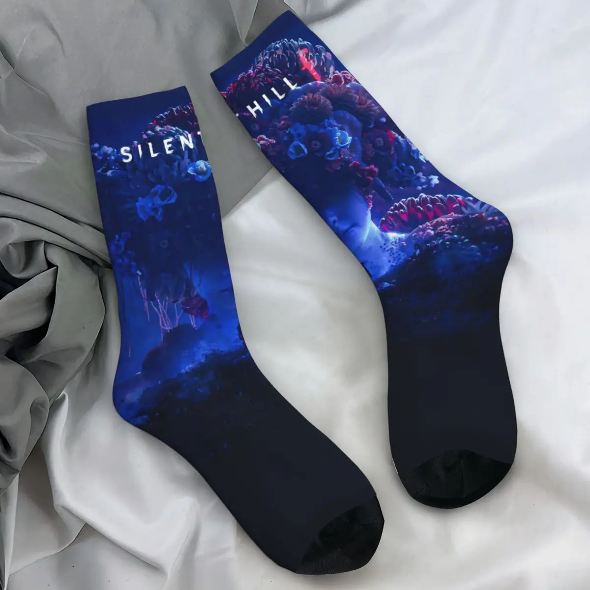 سايلنت هيل F ملصق الجوارب جوارب غير رسمية الكبار الرجال متوسطة لينة الدراجات الجوارب الخريف الرسم المضادة للانزلاق الجوارب