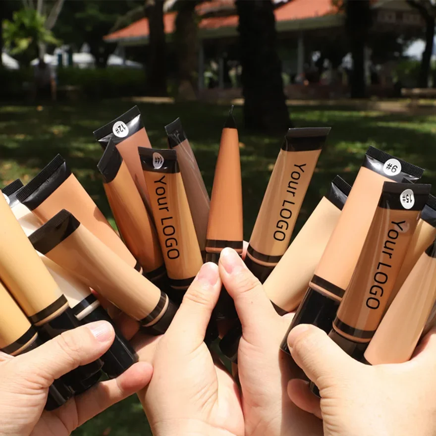 Waterproof Oil Control Liquid Foundation Private Label Easy To Wear Concealer Brighten Face Makeup Custom Logo