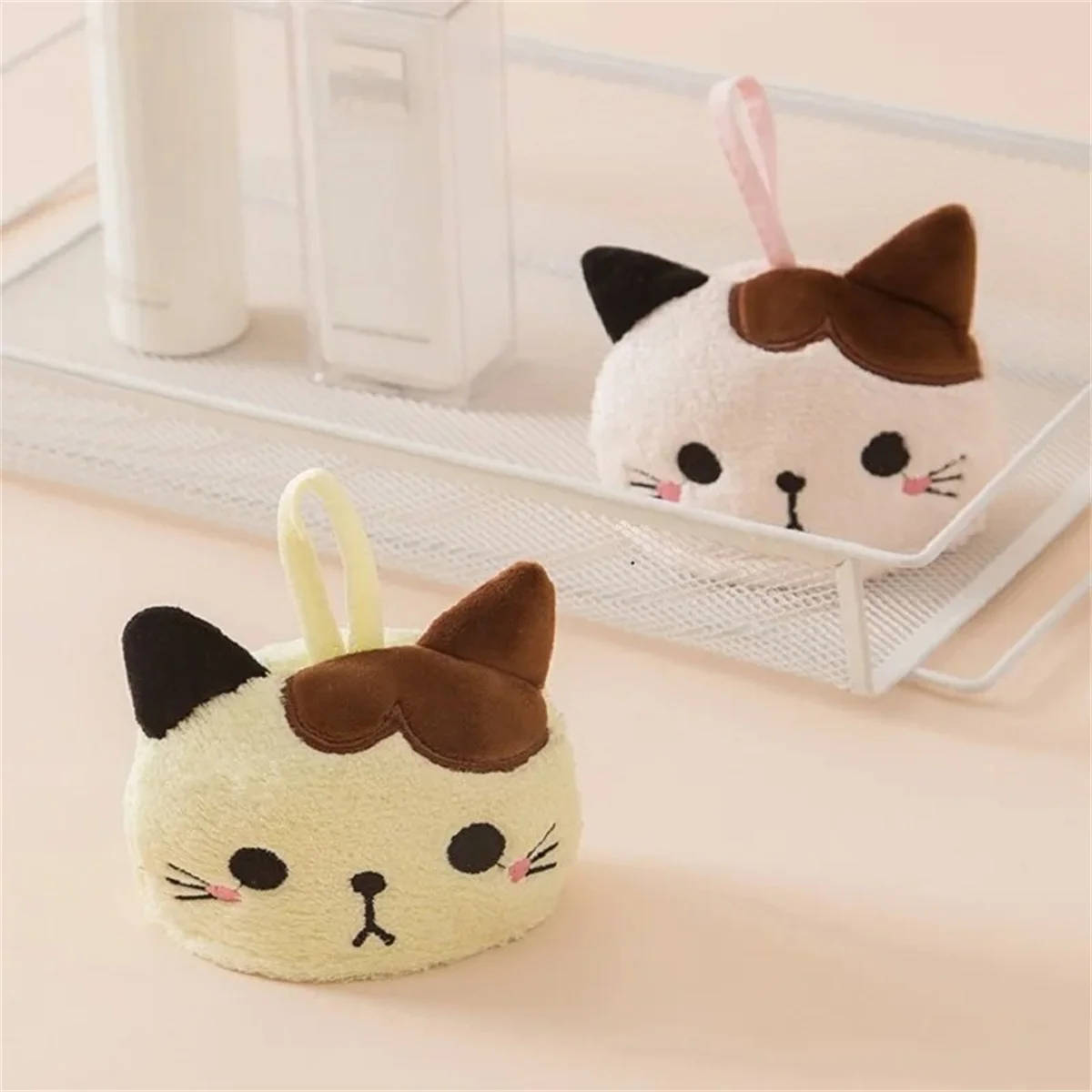 1/2/4PCS Kawaii Cat Kitchen Cleaning Towel Hanging Hand Towels Absorbent Dishcloths Coral Velvet Soft Cleaning Cloth Rag Gift