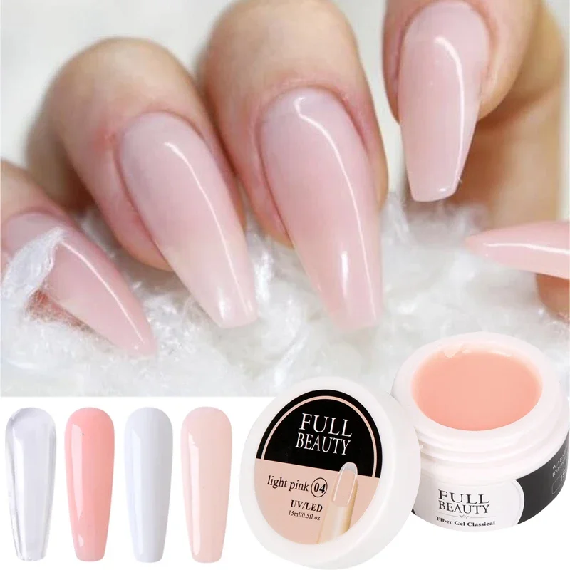 4 Kleuren Uv Nail Gel Wit Helder Roze Quick Building Acryl Nail Art Vinger Tips Uitbreiding Lijm Manicure Gel Accessoires 15Ml