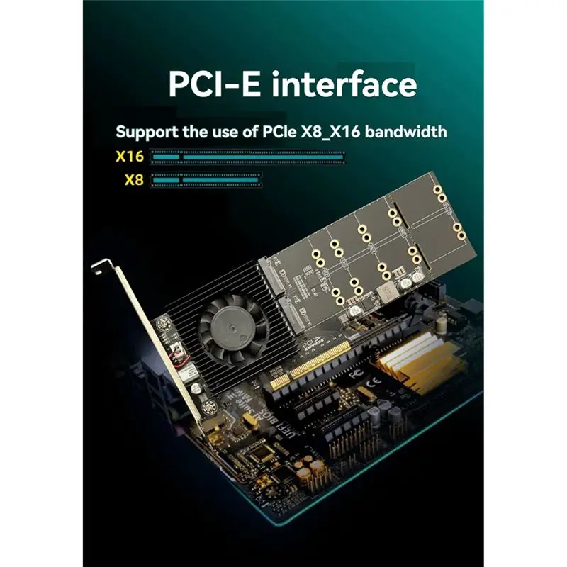 Pcle Pcie 4.0 X8 To NVME 4-Bit M. 2 Hard Disk Drive PLX88024 Expansion Card-Free Split-Free Pcie 4.0 Nvme Expansion Card