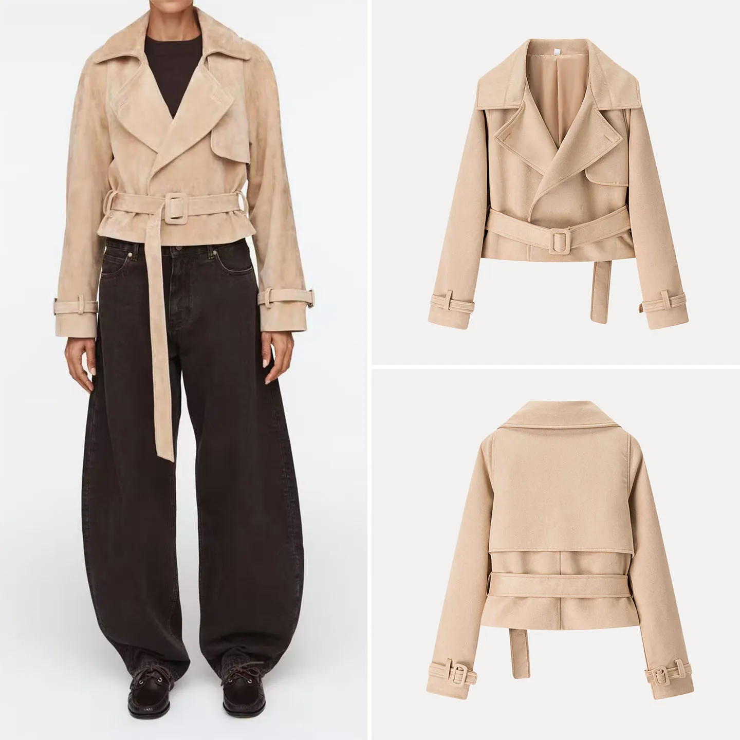 

Faionable Sweet Suede Coat, женское осеннее пальто 2024, новинка Sle Personali Match, повседневная верхняя одежда, европейский Sle Long Sve