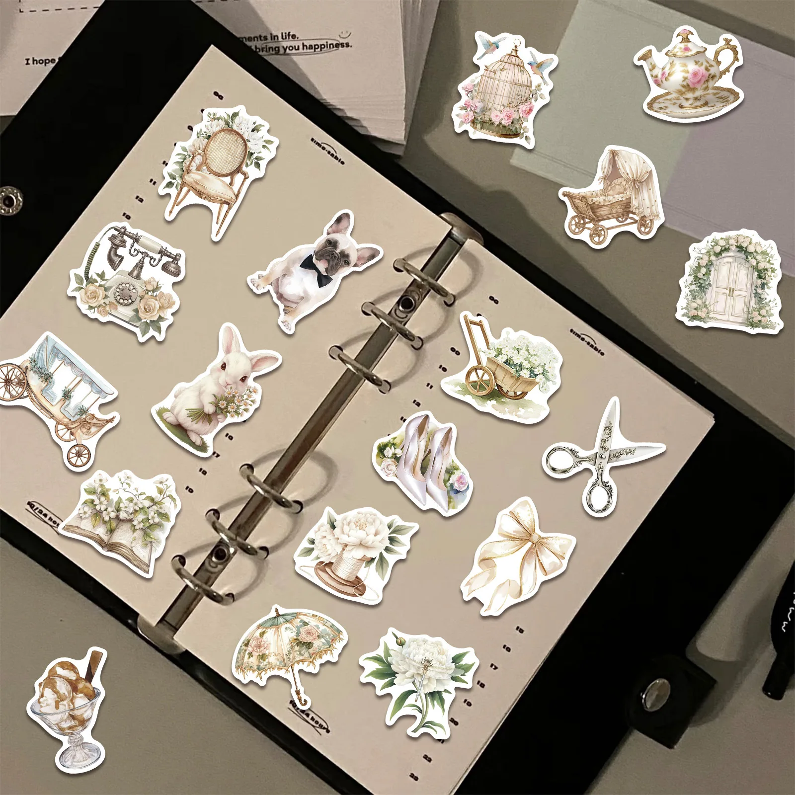 10/50PCS Cartoon Weiß Retro Kunst Nette Aufkleber Doodle Wasserdichte Aufkleber kinder Spielzeug für Kühlschrank Tagebuch Sammelalbum fahrrad