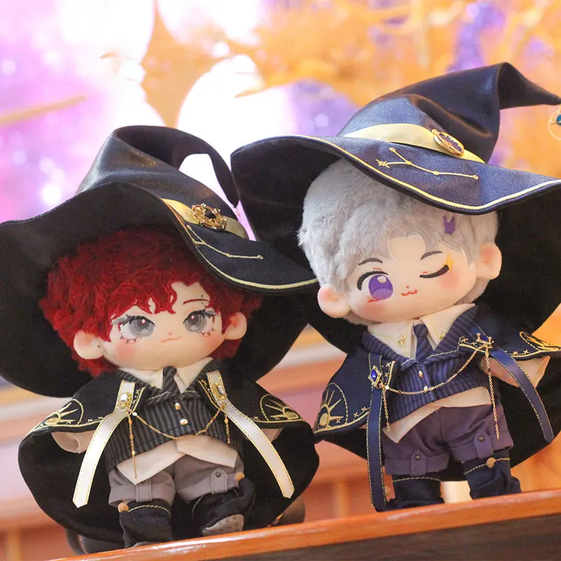 10cm Plush Doll Handmade Clothes 20cm Anime Magician Priest Cosplay Costume Hat Cloak Boots Set Boy and Girl Birthday Gifts