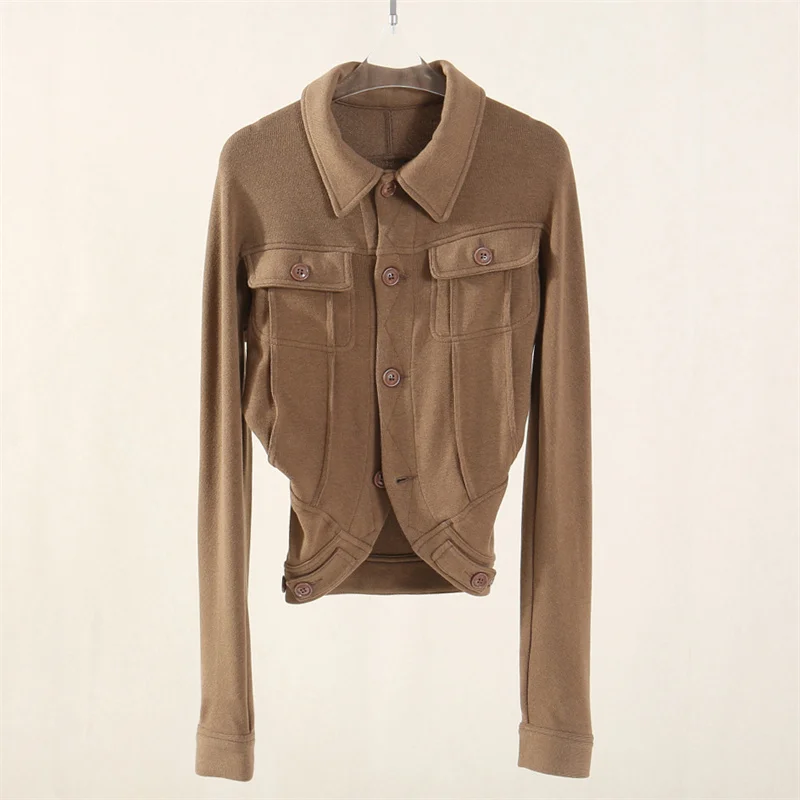 

Women's shirt New autumn 2025 single breasted slim fit lapel long sleeved top Multi pocket decorative pure cotton Women's blouse