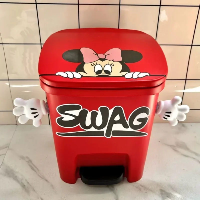 Kawaii Микки мультфильм мусорное ведро бытовой красивый гостиная ванная комната педаль с крышкой большая вместительная корзина для бумаги