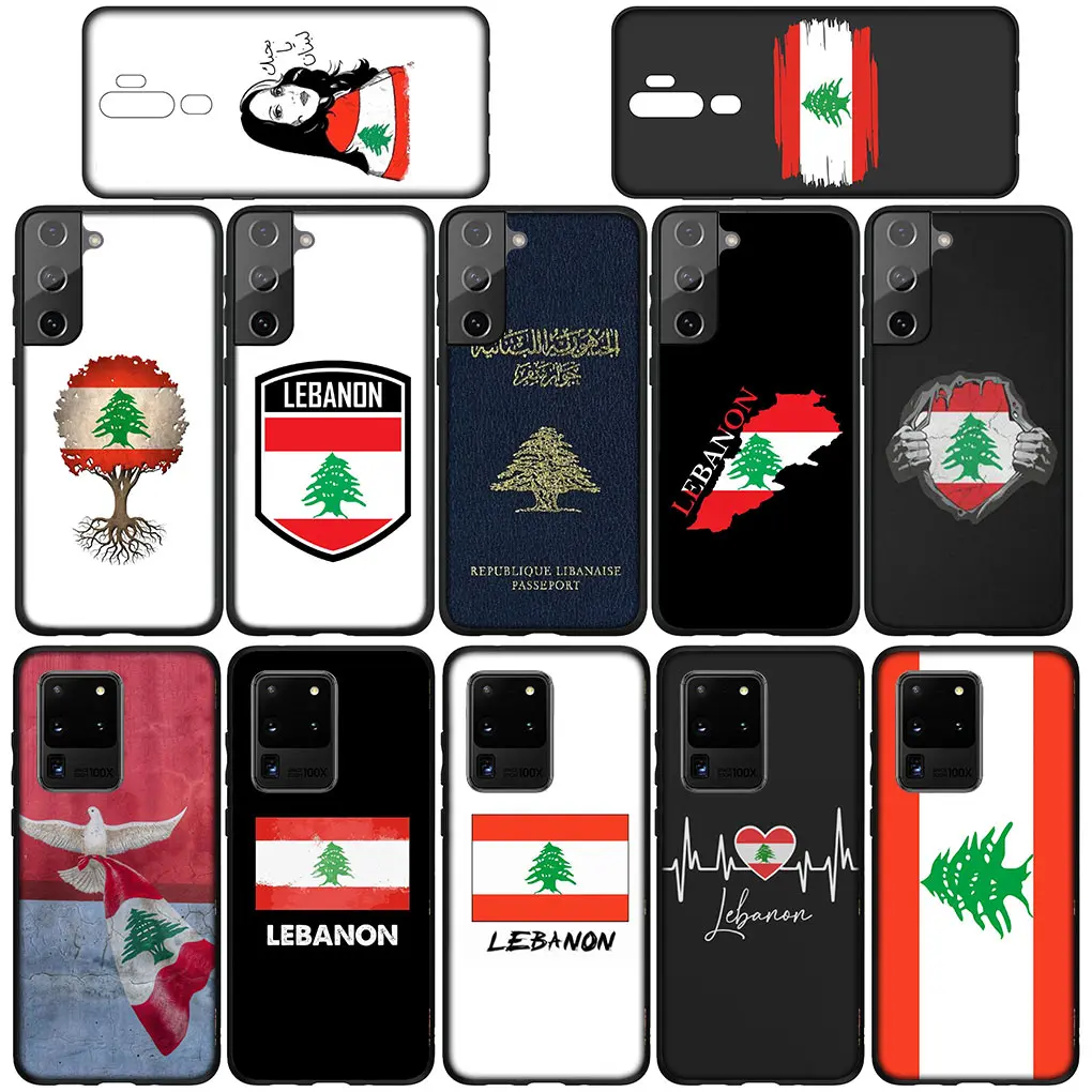 Lebanon Flag Emblems Phone Cover Case for Samsung Galaxy S23 S22 S21 S20 Fe Ultra S8 Plus M21 + Funda Coque Soft Casing