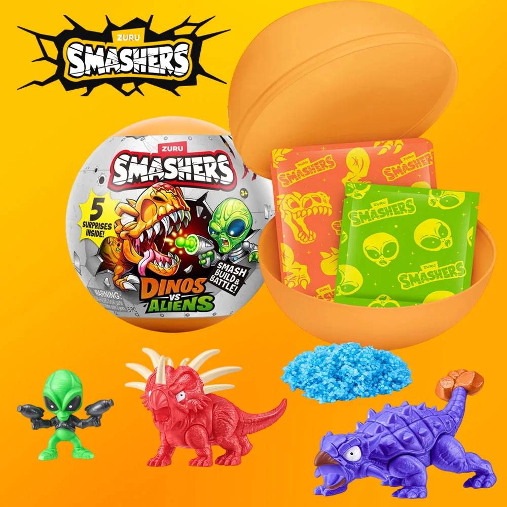 

Игрушка-сюрприз Zuru Smashers: Динозавр-яйцо с фигуркой инопланетянина, 5 сюрпризов, мини-игрушка для мальчиков